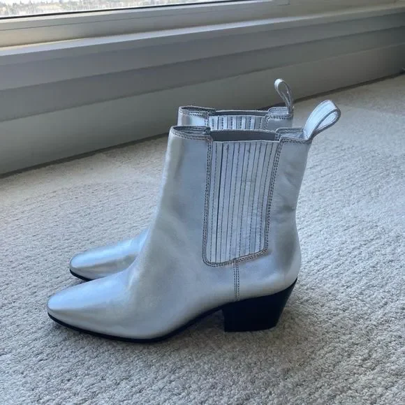 J. Crew Piper Ankle Boots in Metallic Leather Size 6 - Picture 5 of 8